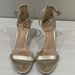 Sam Edelman gold leather ankle strap heel size 7